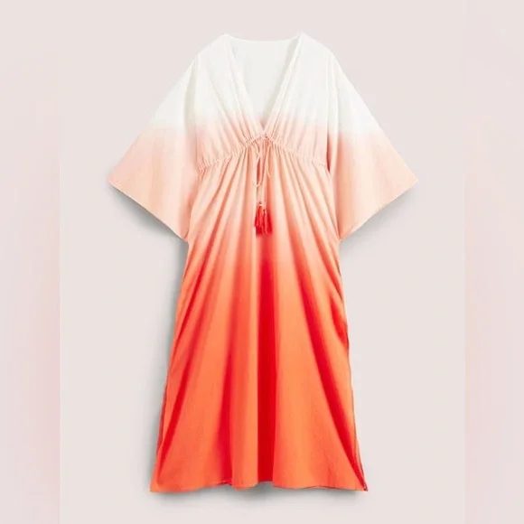 ❌SOLD❌ BODEN Maxi Empire Beach Kaftan Dress Firecracker Dip Dye - Picture 6 of 6